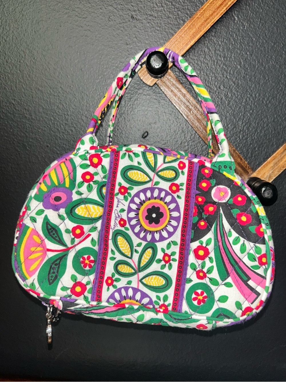 Vera Bradley triple zip cosmetic bag in retired "Viva La Vera" floral print - Picture 4 of 16